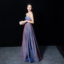Load image into Gallery viewer, Women's Gradient Evening Dresses Sequin V Neck Contrast