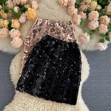 Load image into Gallery viewer, Women Bling Sequined Women High Waist A line Mini Autumn Spring