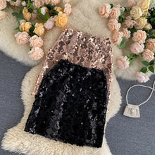 Load image into Gallery viewer, Women Bling Sequined Women High Waist A line Mini Autumn Spring