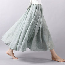 Load image into Gallery viewer, Women Linen Cotton Long Skirts Elastic Waist Pleated Maxi Skirts