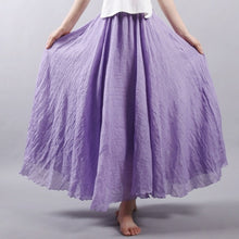 Load image into Gallery viewer, Women Linen Cotton Long Skirts Elastic Waist Pleated Maxi Skirts