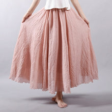 Load image into Gallery viewer, Women Linen Cotton Long Skirts Elastic Waist Pleated Maxi Skirts