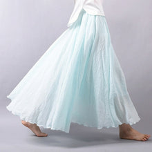 Load image into Gallery viewer, Women Linen Cotton Long Skirts Elastic Waist Pleated Maxi Skirts