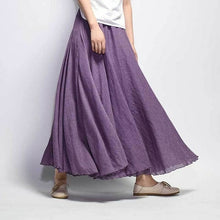 Load image into Gallery viewer, Women Linen Cotton Long Skirts Elastic Waist Pleated Maxi Skirts