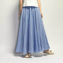 Load image into Gallery viewer, Women Linen Cotton Long Skirts Elastic Waist Pleated Maxi Skirts