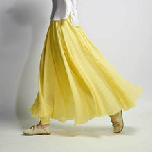 Load image into Gallery viewer, Women Linen Cotton Long Skirts Elastic Waist Pleated Maxi Skirts