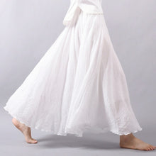 Load image into Gallery viewer, Women Linen Cotton Long Skirts Elastic Waist Pleated Maxi Skirts