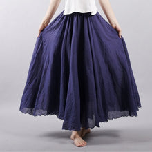 Load image into Gallery viewer, Women Linen Cotton Long Skirts Elastic Waist Pleated Maxi Skirts