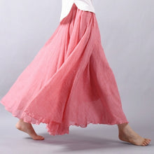 Load image into Gallery viewer, Women Linen Cotton Long Skirts Elastic Waist Pleated Maxi Skirts