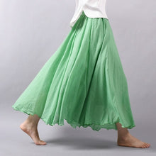 Load image into Gallery viewer, Women Linen Cotton Long Skirts Elastic Waist Pleated Maxi Skirts