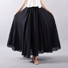 Load image into Gallery viewer, Women Linen Cotton Long Skirts Elastic Waist Pleated Maxi Skirts