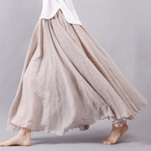Load image into Gallery viewer, Women Linen Cotton Long Skirts Elastic Waist Pleated Maxi Skirts