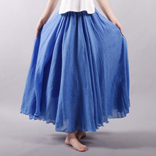 Load image into Gallery viewer, Women Linen Cotton Long Skirts Elastic Waist Pleated Maxi Skirts