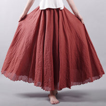 Load image into Gallery viewer, Women Linen Cotton Long Skirts Elastic Waist Pleated Maxi Skirts
