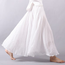 Load image into Gallery viewer, Women Linen Cotton Long Skirts Elastic Waist Pleated Maxi Skirts