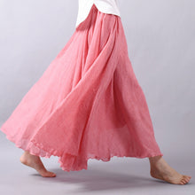 Load image into Gallery viewer, Women Linen Cotton Long Skirts Elastic Waist Pleated Maxi Skirts