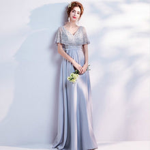 Load image into Gallery viewer, new v cut Silver Pink Pearls Zipper Back With Jacket Party Formal