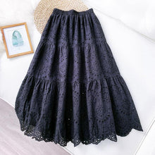 Load image into Gallery viewer, Summer New Women Hollow Embroidery Casual Skirt Solid Color