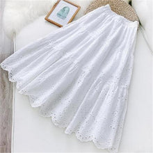 Load image into Gallery viewer, Summer New Women Hollow Embroidery Casual Skirt Solid Color