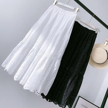 Load image into Gallery viewer, Summer New Women Hollow Embroidery Casual Skirt Solid Color