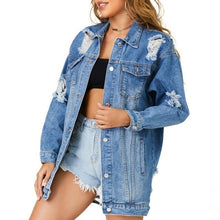 Load image into Gallery viewer, Autumn Cow Girl Distressed Denim Eyes Cotton Women Ripped