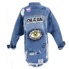 Load image into Gallery viewer, Autumn Cow Girl Distressed Denim Eyes Cotton Women Ripped