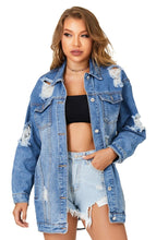 Load image into Gallery viewer, Autumn Cow Girl Distressed Denim Eyes Cotton Women Ripped