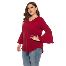 Load image into Gallery viewer, V neck Long Sleeve Loose Tops Elegant