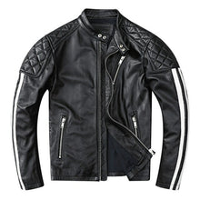 Load image into Gallery viewer, Genuine Leather Jacket Men Stand Collar