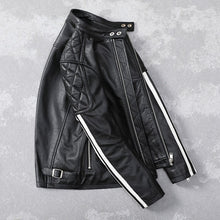Load image into Gallery viewer, Genuine Leather Jacket Men Stand Collar
