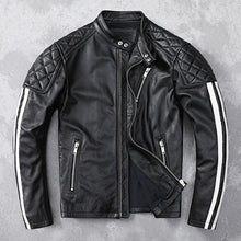 Load image into Gallery viewer, Genuine Leather Jacket Men Stand Collar