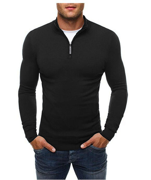 Casual Sweater Men's Solid Color Standing Collar Long Sleeve