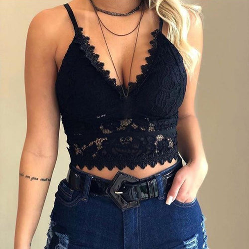 Mesh Lace Women Crop Tops Vest Push Up