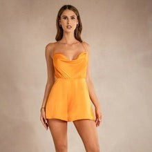 Load image into Gallery viewer, Fashion Satin Romper Women Orange White One Piece Outfit Short - Sophornlilly