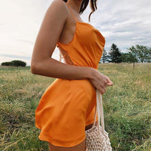 Load image into Gallery viewer, Fashion Satin Romper Women Orange White One Piece Outfit Short - Sophornlilly