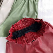 Load image into Gallery viewer, High Waist PU Leather Shorts Women Sashes Wide Leg Shorts Punk