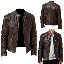 Load image into Gallery viewer, Hot Male Anti wind Motorcycle Lapel Diagonal Zipper Jacket