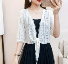 Load image into Gallery viewer, Lace White Women Short Sleeve Shrug Bolero Lace Wedding Bridal