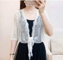 Load image into Gallery viewer, Lace White Women Short Sleeve Shrug Bolero Lace Wedding Bridal