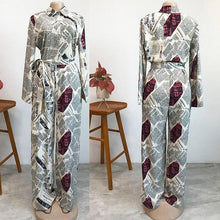 Load image into Gallery viewer, Latest Newspaper Letters Printing Women Jumpsuits Turn Down Neck - Sophornlilly