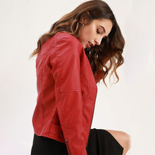 Load image into Gallery viewer, Leather Jacket Women Zippers Spring Autumn