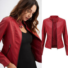 Load image into Gallery viewer, Leather Jacket Women Zippers Spring Autumn