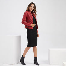 Load image into Gallery viewer, Leather Jacket Women Zippers Spring Autumn
