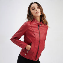 Load image into Gallery viewer, Leather Jacket Women Zippers Spring Autumn