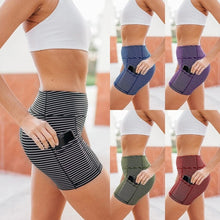 Load image into Gallery viewer, Leggings Women Push Up Stripe Print Pocket High Waist And Hip