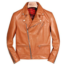 Load image into Gallery viewer, Motorcycle Style Genuine Leather Jacket Men