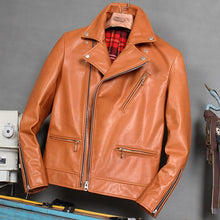 Load image into Gallery viewer, Motorcycle Style Genuine Leather Jacket Men