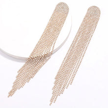 Load image into Gallery viewer, Mysterious Black Rhinestone Long Tassel Wedding Drop Earrings