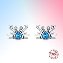 Load image into Gallery viewer, NEW Cute Ocean Crab Small Blue CZ Stud Earrings for Women Fashion
