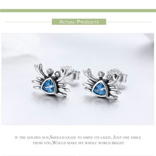 Load image into Gallery viewer, NEW Cute Ocean Crab Small Blue CZ Stud Earrings for Women Fashion